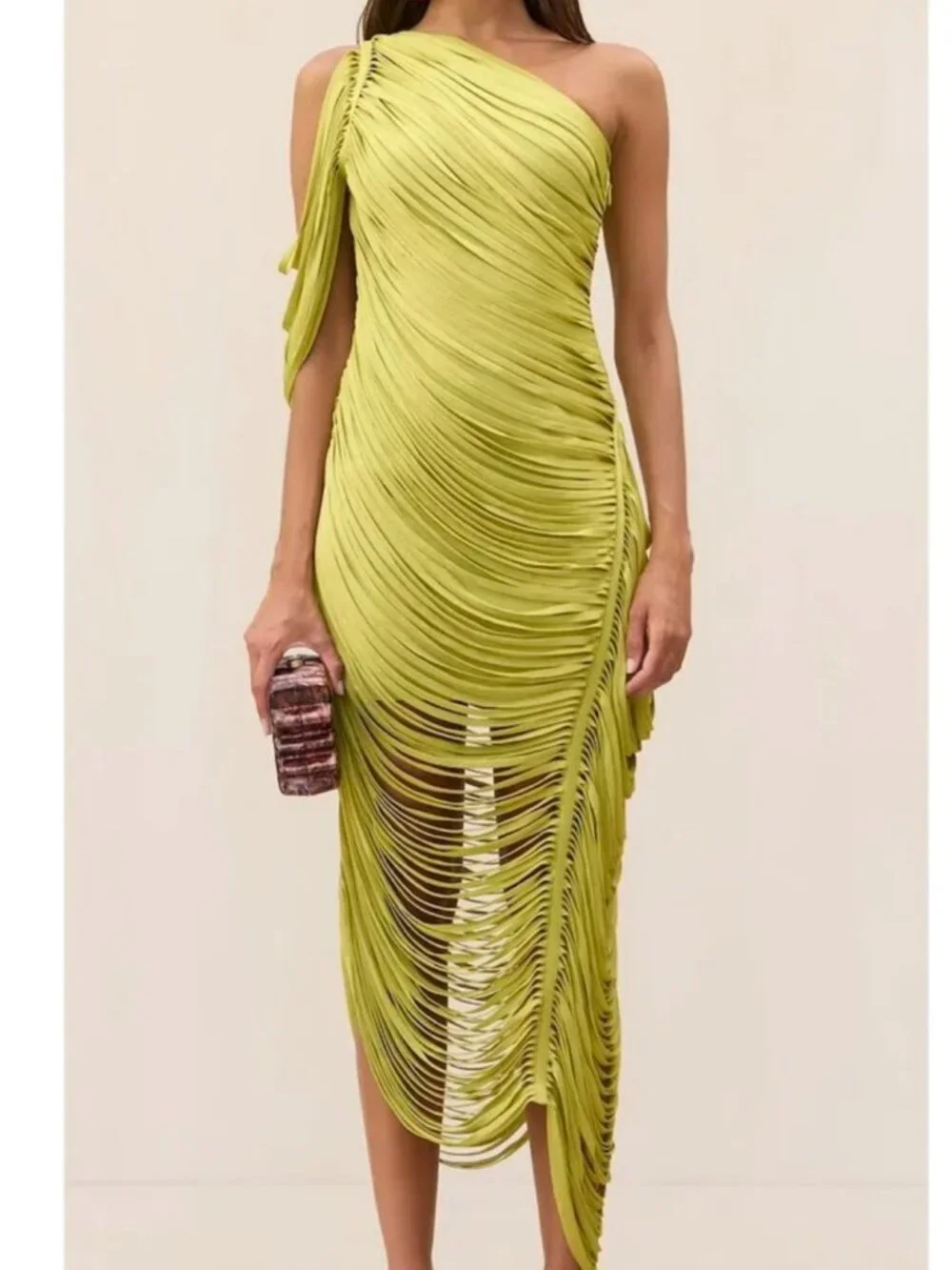 CULT GAIA Women's Sona One-Shoulder Draped Fringe Dress Size S NEW - Picture 14 of 16